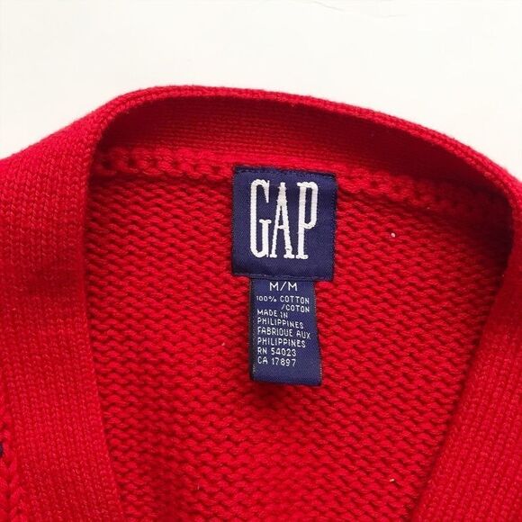 Vintage BABygap red knit argyle cardigan EUC M(8-9Y) - Picture 6 of 9